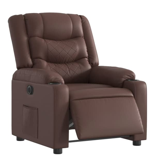 vidaXL Elektronisk reclinerfåtölj brun konstläder