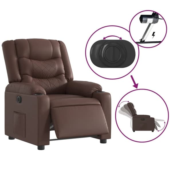 vidaXL Elektronisk reclinerfåtölj brun konstläder