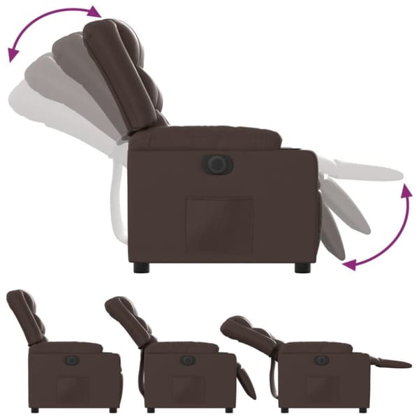 vidaXL Elektronisk reclinerfåtölj brun konstläder