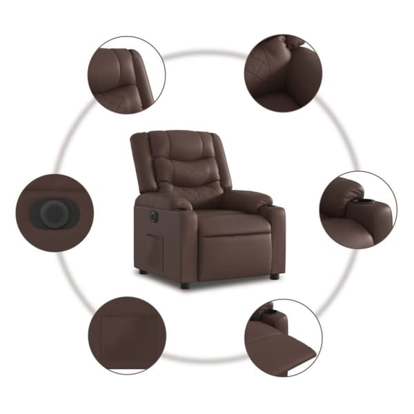 vidaXL Elektronisk reclinerfåtölj brun konstläder
