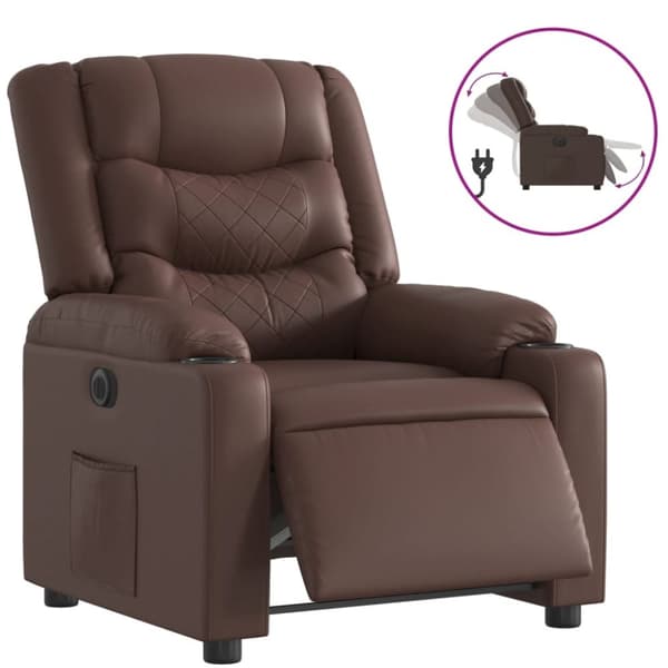 vidaXL Elektronisk reclinerfåtölj brun konstläder