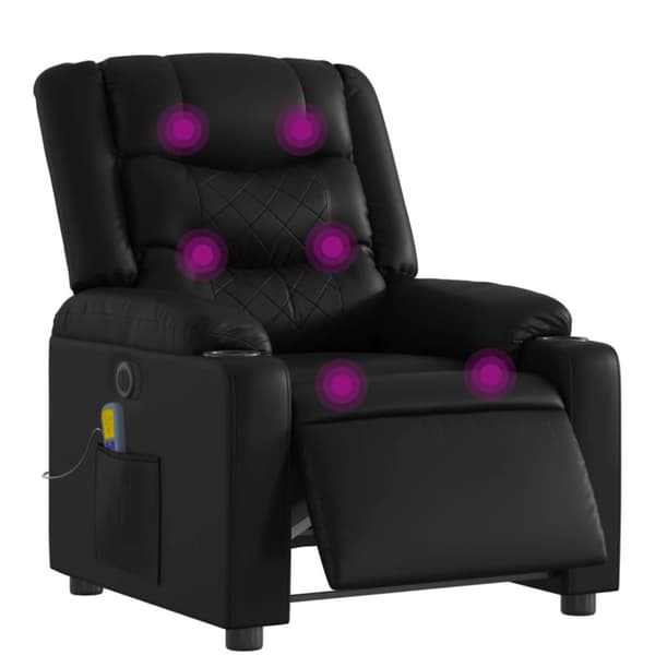 vidaXL Elektrisk massagefåtölj svart konstläder