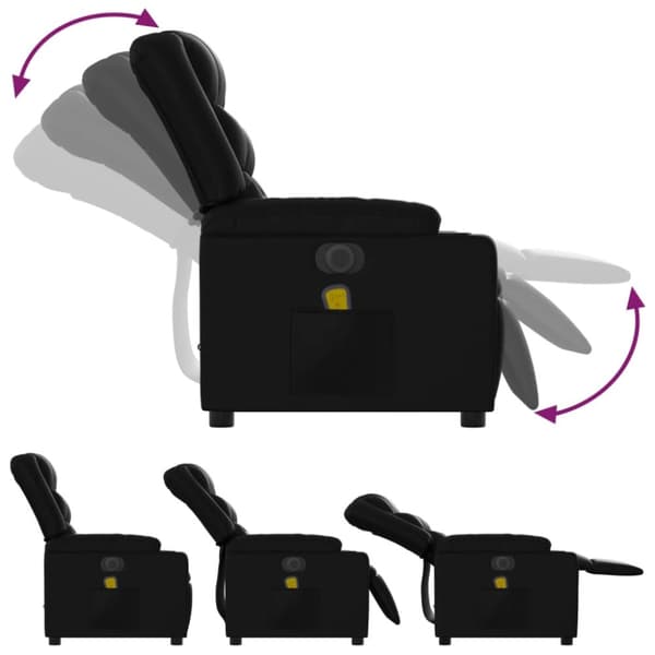vidaXL Elektrisk massagefåtölj svart konstläder