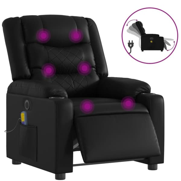 vidaXL Elektrisk massagefåtölj svart konstläder