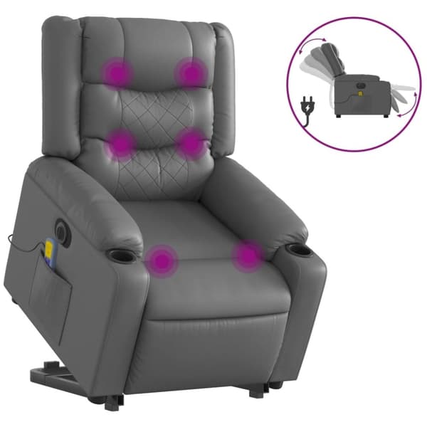 vidaXL massagestol med løftefunktion kunstlæder grå