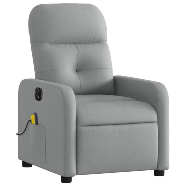 vidaXL Elektrisk massagefåtölj ljusgrå tyg