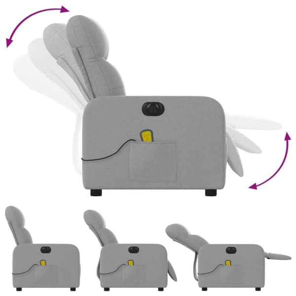 vidaXL Elektrisk massagefåtölj ljusgrå tyg