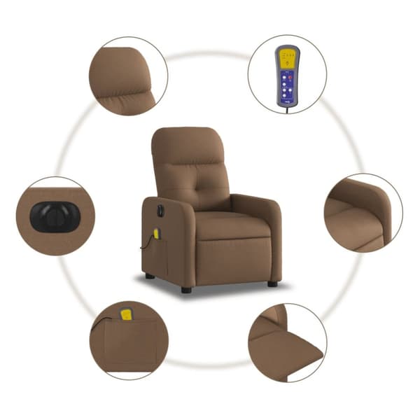 vidaXL Elektrisk massagefåtölj brun tyg