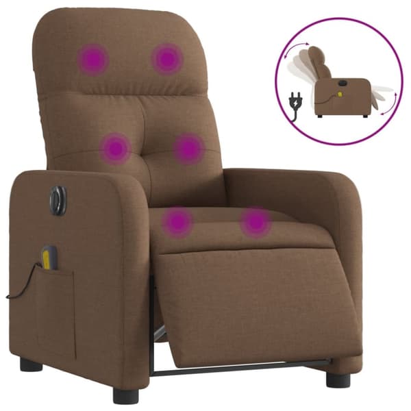 vidaXL Elektrisk massagefåtölj brun tyg