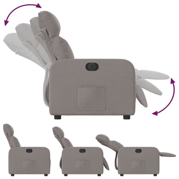 vidaXL Elektrisk reclinerfåtölj taupe tyg