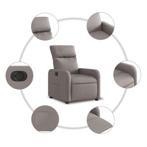 vidaXL Elektrisk reclinerfåtölj taupe tyg