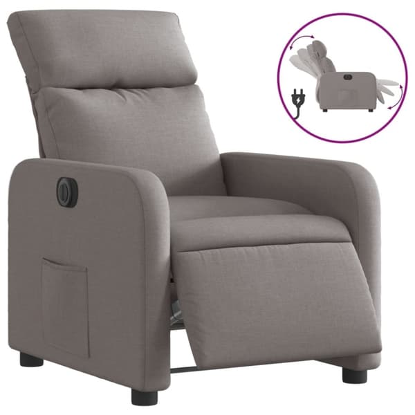 vidaXL Elektrisk reclinerfåtölj taupe tyg