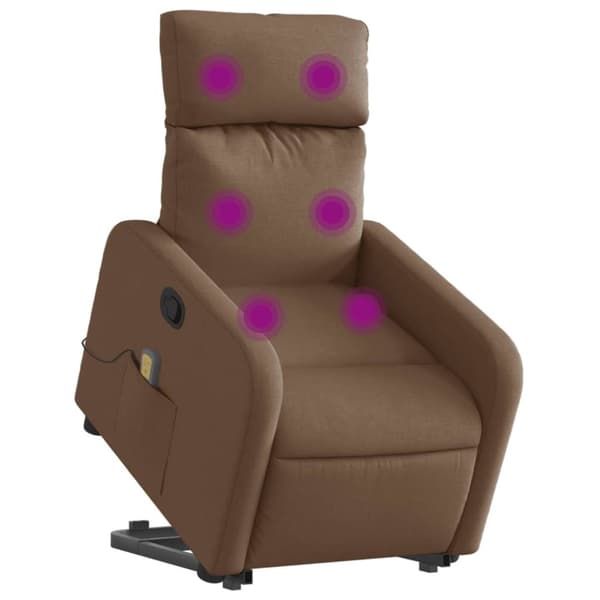 vidaXL Massagefåtölj med uppresningshjälp brun tyg
