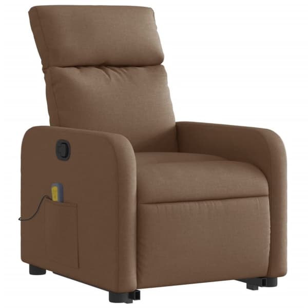 vidaXL Massagefåtölj med uppresningshjälp brun tyg