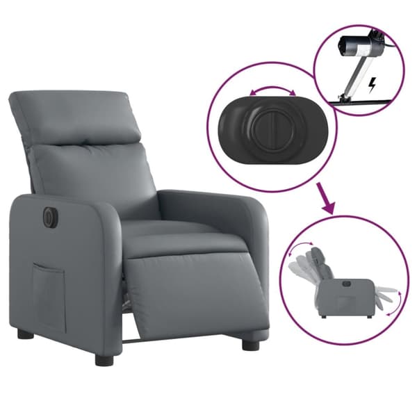 vidaXL Elektrisk reclinerfåtölj grå konstläder