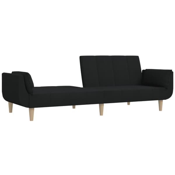 vidaXL Bäddsoffa 2-sits med två kuddar svart tyg