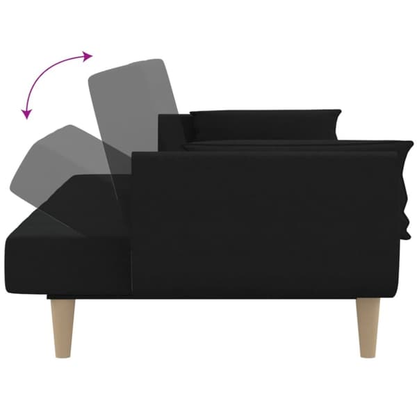 vidaXL Bäddsoffa 2-sits med två kuddar svart tyg