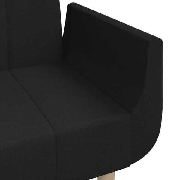 vidaXL Bäddsoffa 2-sits med två kuddar svart tyg