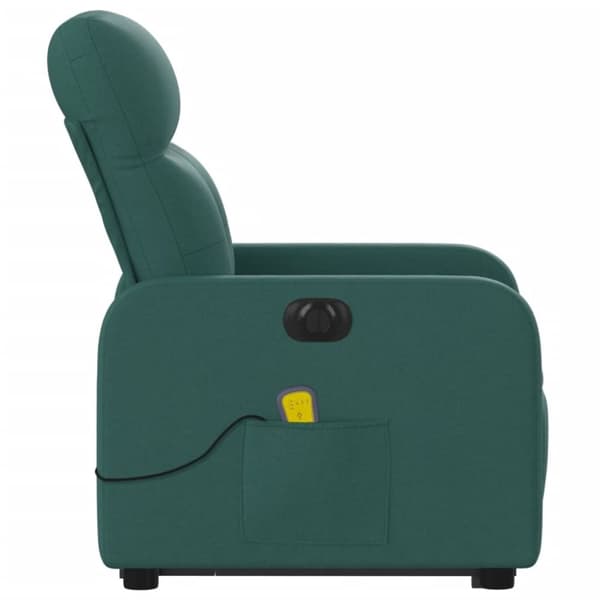 vidaXL Elektrisk massagefåtölj med uppresningshjälp mörkgrön tyg