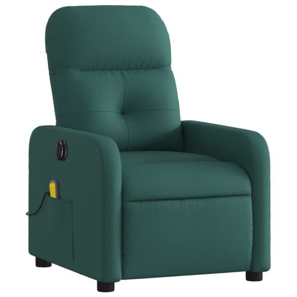 vidaXL Elektrisk massagefåtölj mörkgrön tyg
