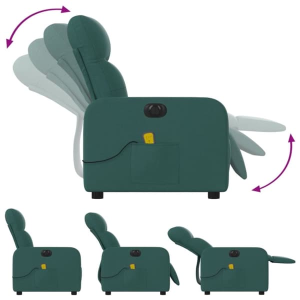 vidaXL Elektrisk massagefåtölj mörkgrön tyg
