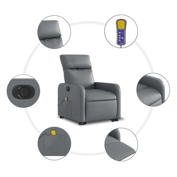 vidaXL massagestol med løftefunktion kunstlæder grå