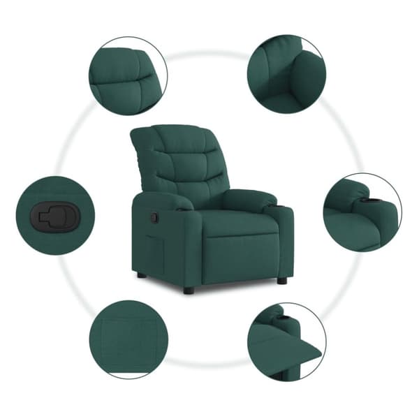 vidaXL Reclinerfåtölj mörkgrön tyg