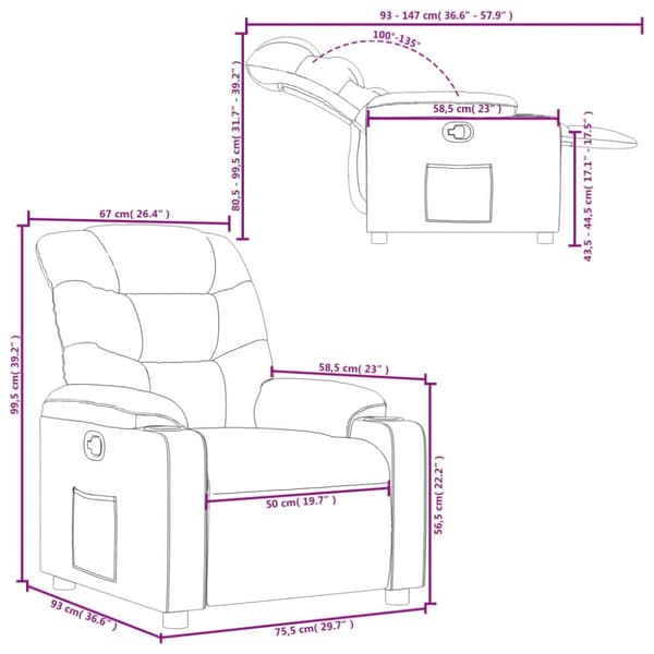 vidaXL Reclinerfåtölj mörkgrön tyg