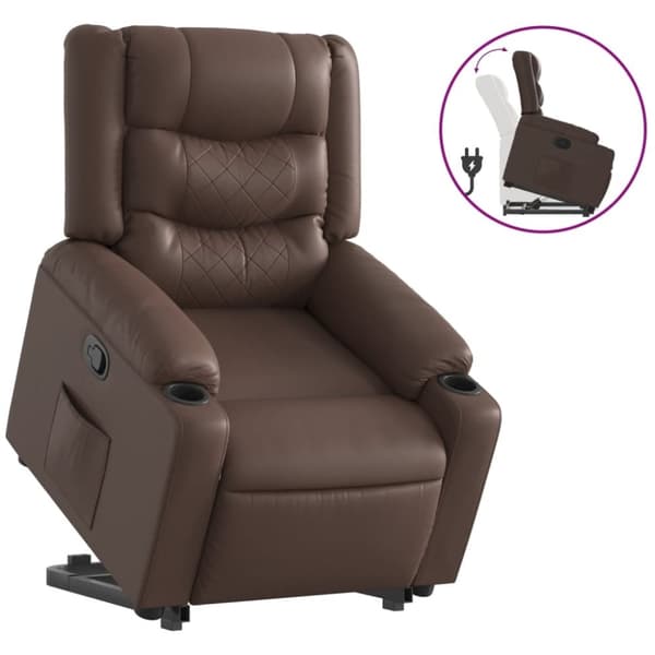vidaXL Reclinerfåtölj med uppresningshjälp brun konstläder