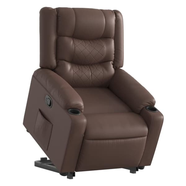 vidaXL Reclinerfåtölj med uppresningshjälp brun konstläder