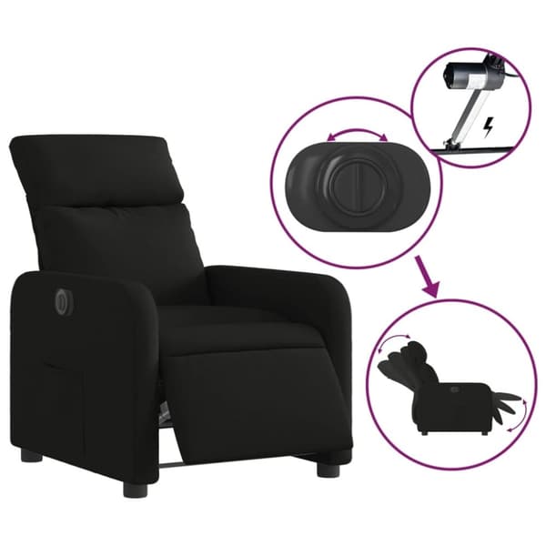vidaXL Elektrisk reclinerfåtölj svart tyg