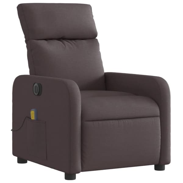 vidaXL Elektrisk massagefåtölj mörkbrun tyg