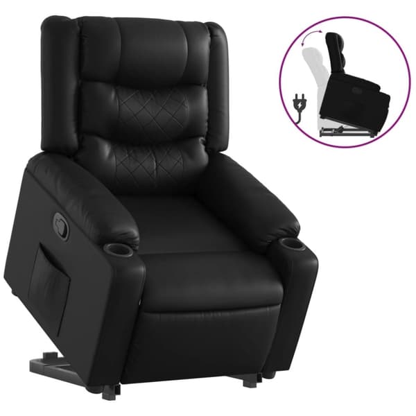 vidaXL Reclinerfåtölj med uppresningshjälp svart konstläder