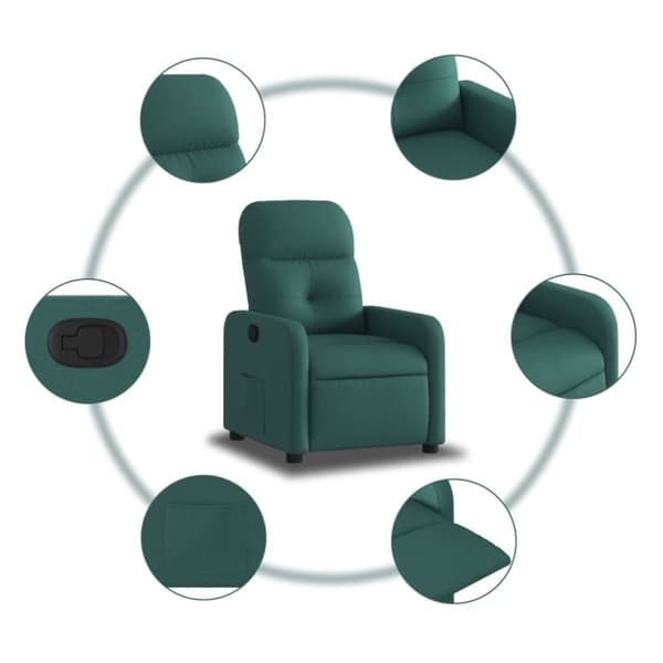 vidaXL Reclinerfåtölj mörkgrön tyg
