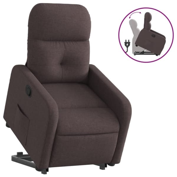 vidaXL Reclinerfåtölj med uppresningshjälp mörkbrun tyg