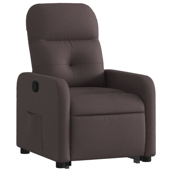 vidaXL Reclinerfåtölj med uppresningshjälp mörkbrun tyg