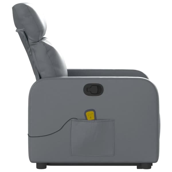 vidaXL Massagefåtölj med uppresningshjälp Grå konstläder