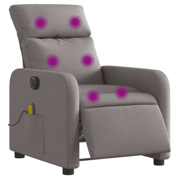 vidaXL Elektrisk massagefåtölj taupe tyg