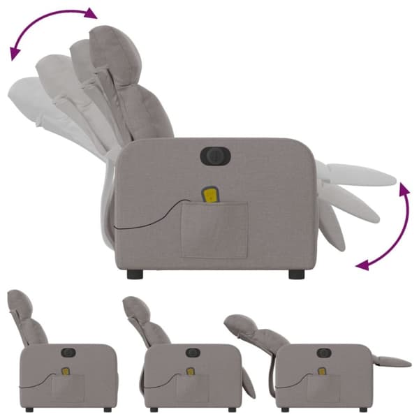 vidaXL Elektrisk massagefåtölj taupe tyg
