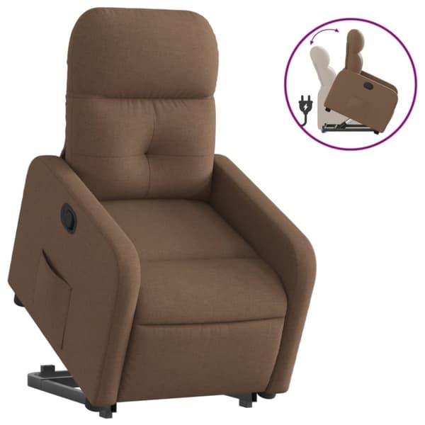 vidaXL Reclinerfåtölj med uppresningshjälp brun tyg