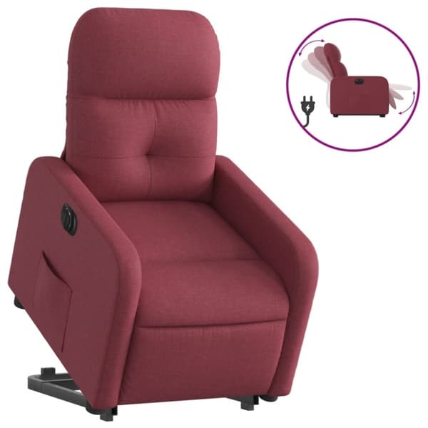 vidaXL Elektrisk reclinerfåtölj med uppresningshjälp vinröd tyg