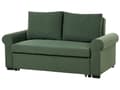 Miniatyrbilde 5 av 11: Sovesofa i grønt polyesterstoff med 2 sitteplasser og uttrekkbar sovesofa i retrodesign