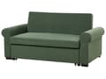 Miniatyrbilde 6 av 11: Sovesofa i grønt polyesterstoff med 2 sitteplasser og uttrekkbar sovesofa i retrodesign