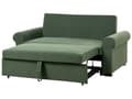 Miniatyrbilde 8 av 11: Sovesofa i grønt polyesterstoff med 2 sitteplasser og uttrekkbar sovesofa i retrodesign