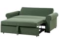 Miniatyrbilde 9 av 11: Sovesofa i grønt polyesterstoff med 2 sitteplasser og uttrekkbar sovesofa i retrodesign