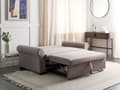 Miniatyrbilde 4 av 11: Sovesofa i lysebrunt polyesterstoff med 2 sitteplasser og uttrekkbar sovesofa i retrodesign