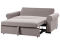 Miniatyrbilde 9 av 11: Sovesofa i lysebrunt polyesterstoff med 2 sitteplasser og uttrekkbar sovesofa i retrodesign