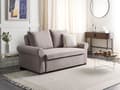 Miniatyrbilde 2 av 11: Sovesofa i lysebrunt polyesterstoff med 2 sitteplasser og uttrekkbar sovesofa i retrodesign