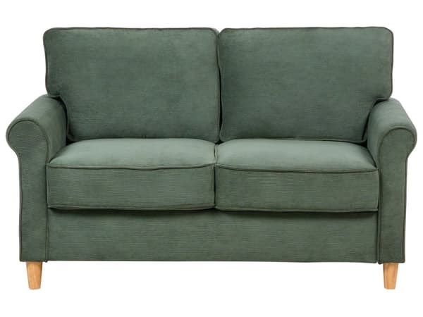 Soffa Mörkgrön Manchester Tyg Träram Pocket Springs Vardagsrum Ribbade 2 Sittplatser