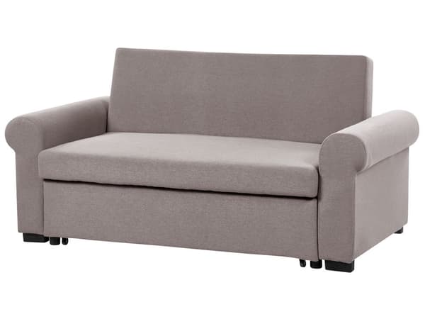Bäddsoffa Ljusbrun polyestertyg 2-sits utdragbar konvertibel sovsoffa Retro Design
